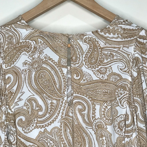 SOLD Country Road Beige Paisley Print Top 4 - Picture 10 of 13
